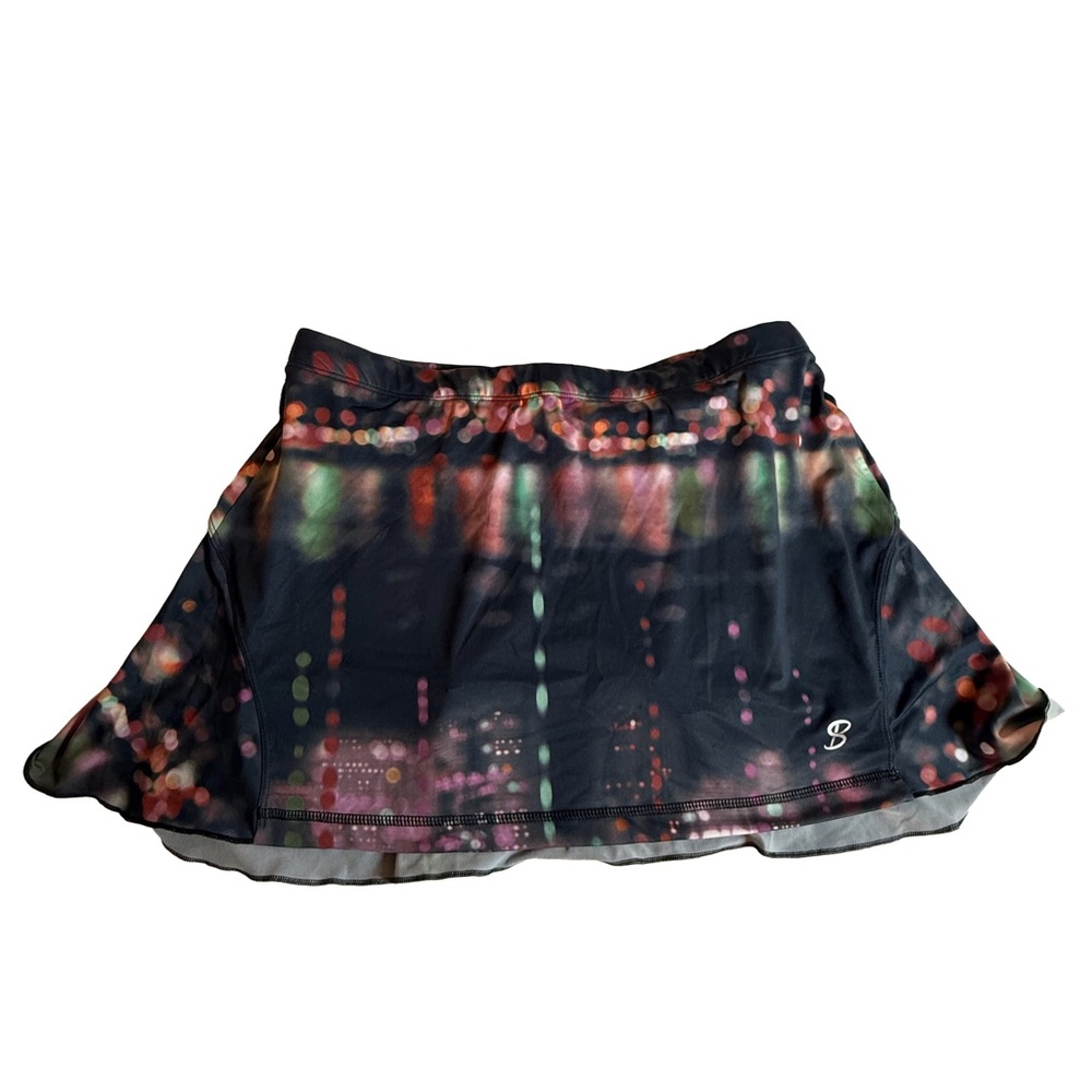 Stylish Black Multicolor Skater Skirt